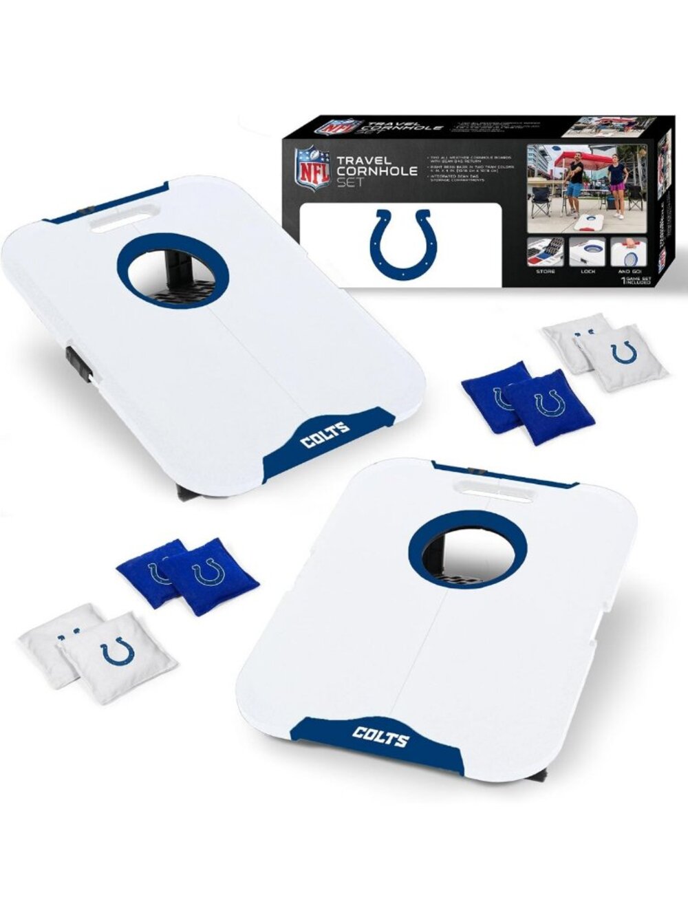 Pro Football Cornhole Board Set - 2 Boards & 8 Bags for Outdoor Fun & Games